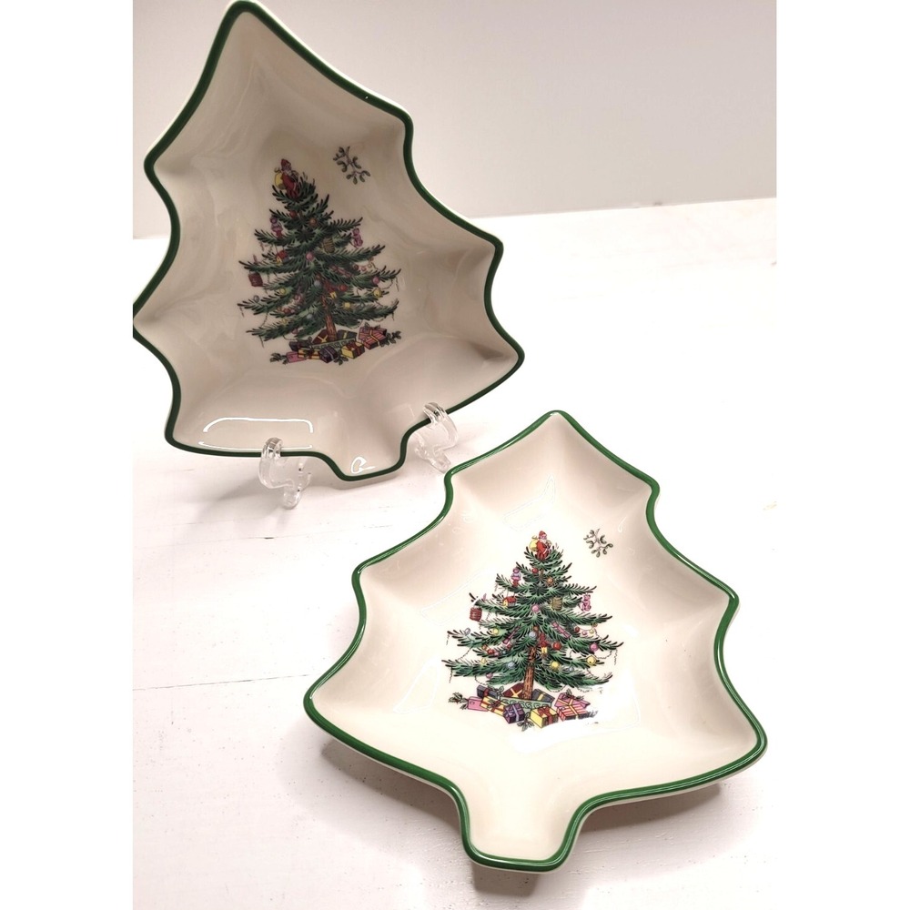 SPODE Christmas Tree Shaped Dish - Set of 2 - New! - Picture 2 of 5